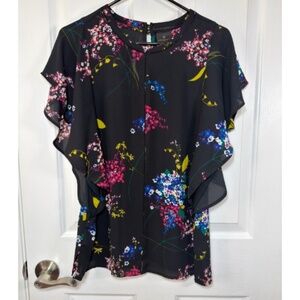 Worthington Multicolor Floral Ruffle Blouse